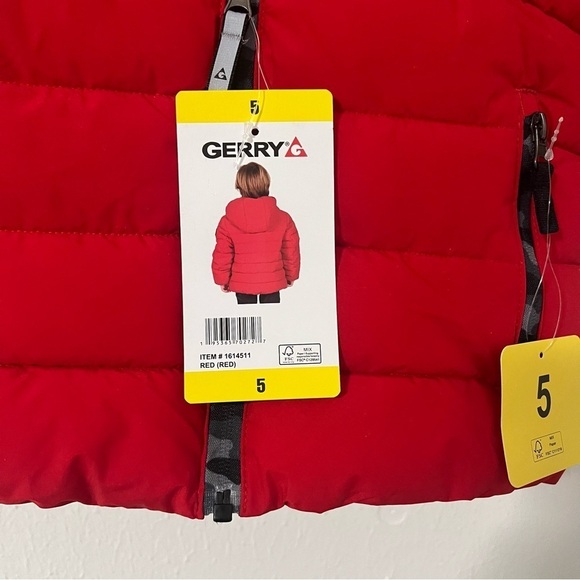 Gerry Kids Size 5 Jersey Lined Bubble Jacket Red Gray Camo Zipper Lining Gray - Picture 2 of 11